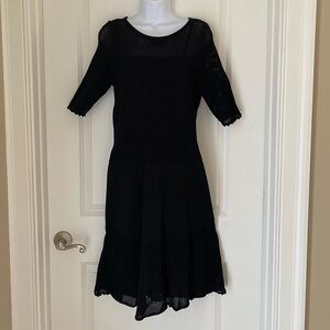 Lauren Ralph Lauren Pointelle Short-Sleeve Crochet Whimsigoth Dress Size L READ
